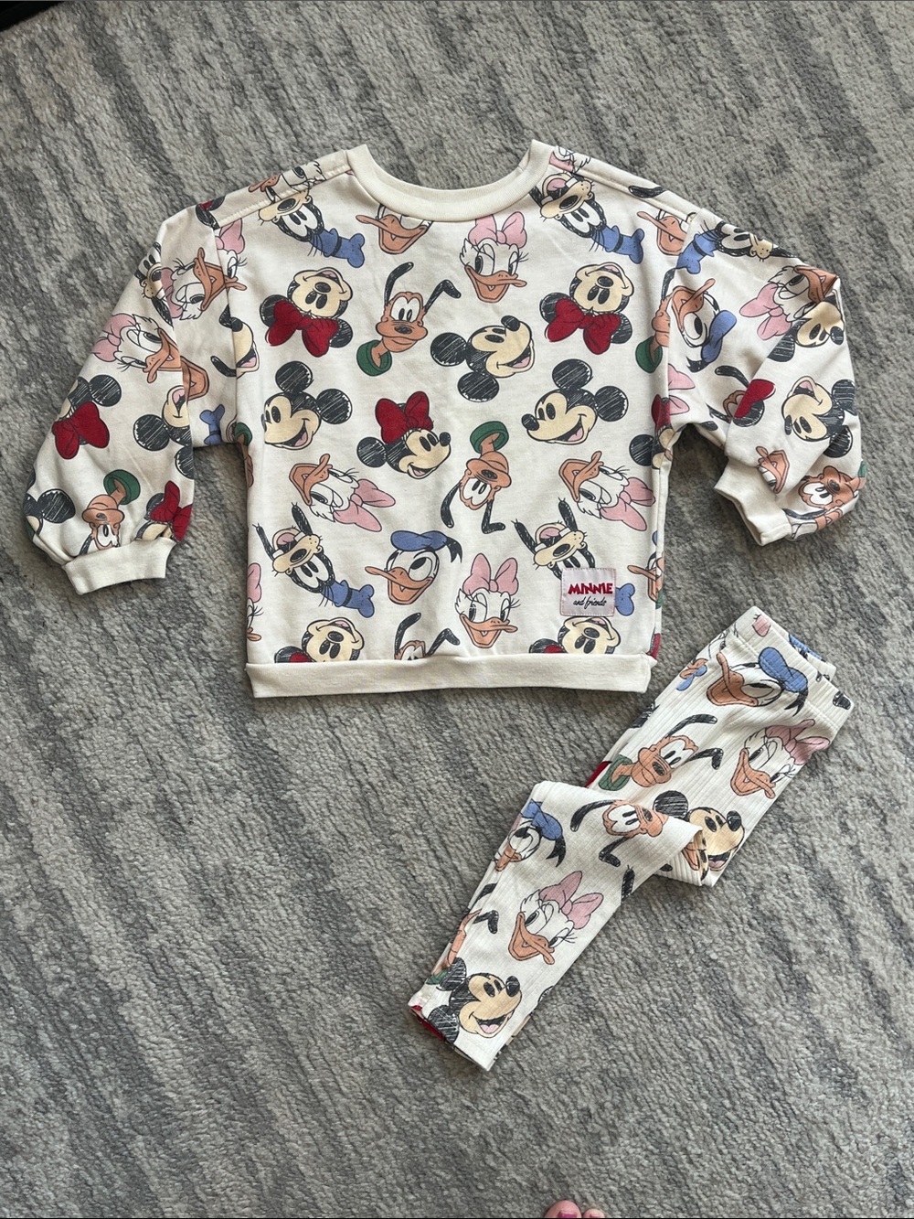Disney Mickey & Friends Cream Sweatshirt Set with Pink and Black Accents